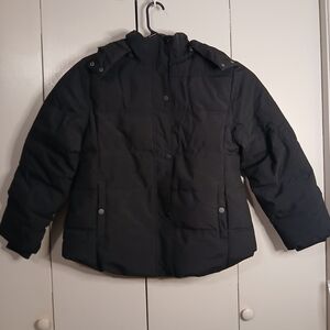 Women's Black Puffer Jacket Large Hooded (0644M)